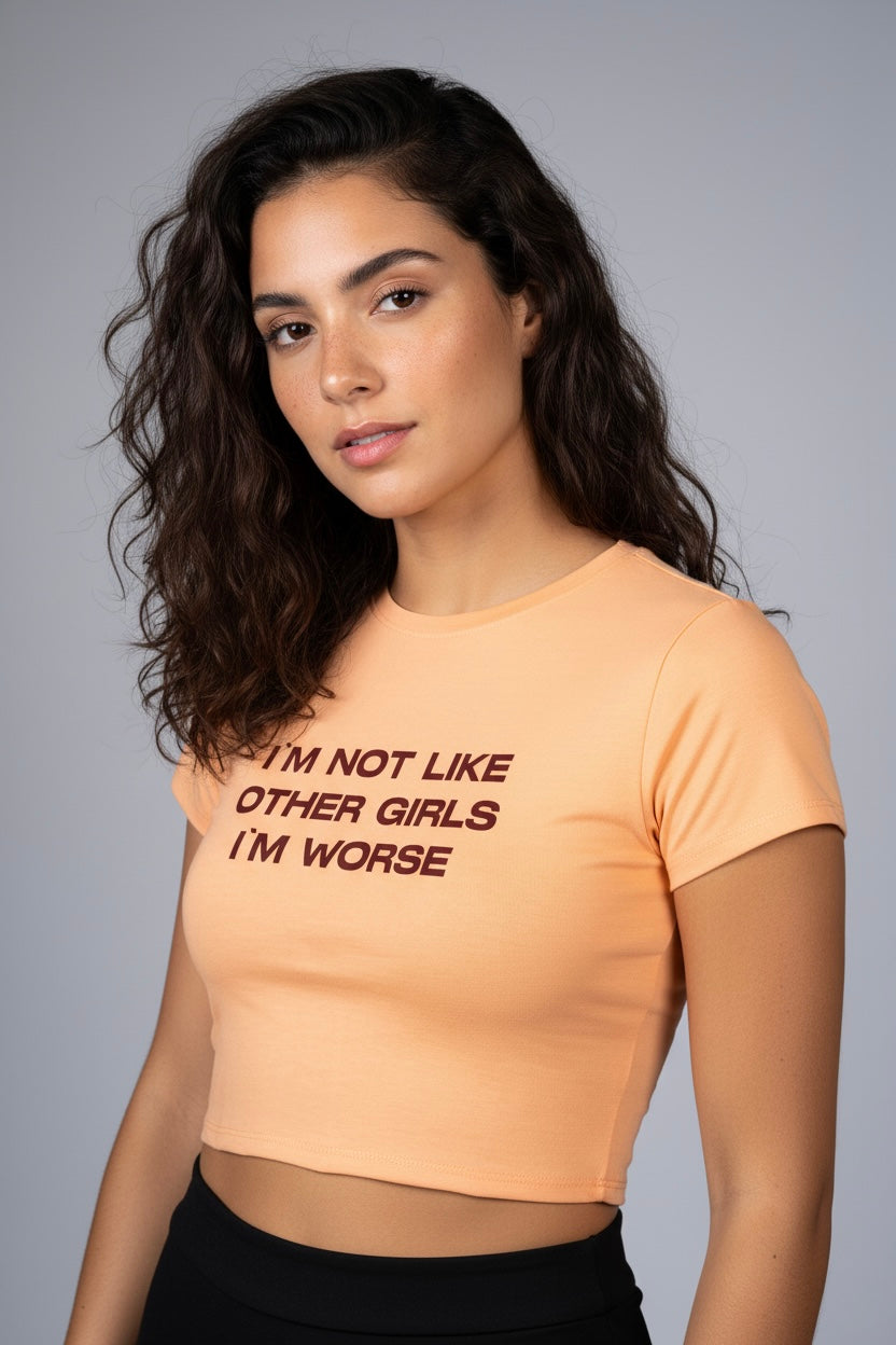 LYVN 'Not Like Other Girls' Crop Top - Orange