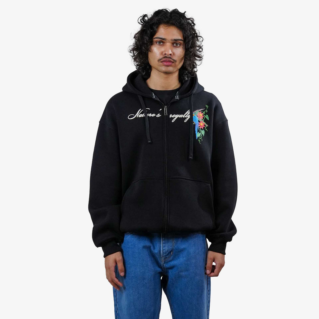 Khaaki Oversized Zipper Hoodie Black - Nature's Royalty