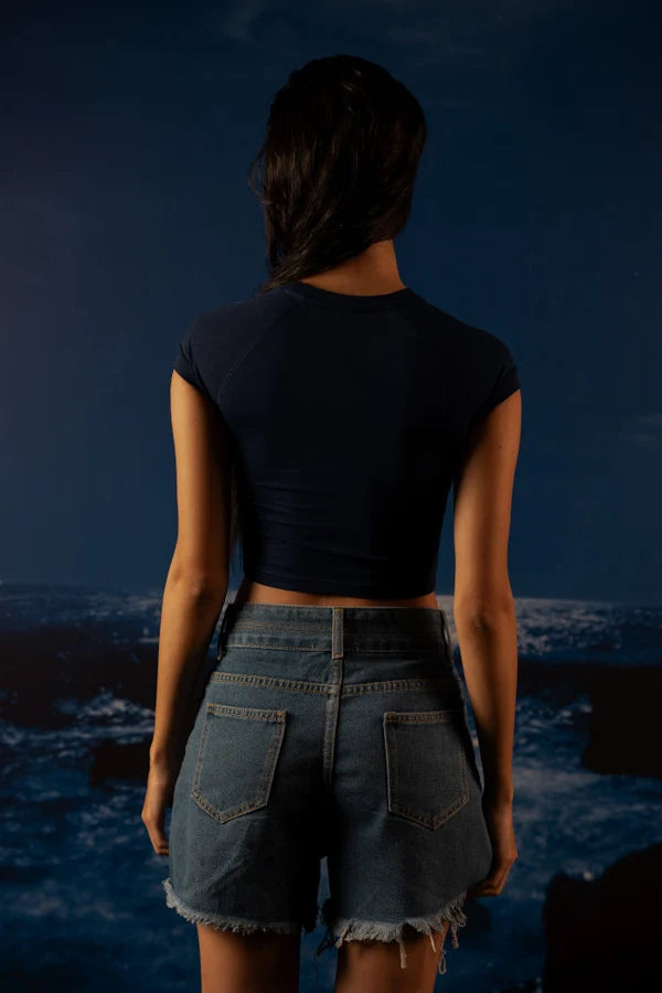 Kathnbenz Navy Blue Croptop - The Oath's Waves