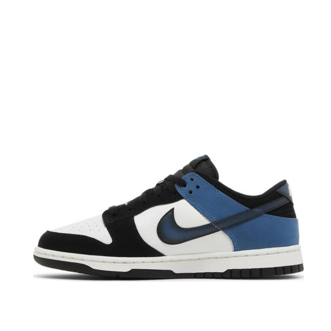 Side view of Nike Dunk Low Industrial Blue; left pair
