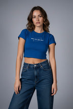 LYVN 'Real Hot Girl Shit' Crop Top - Blue