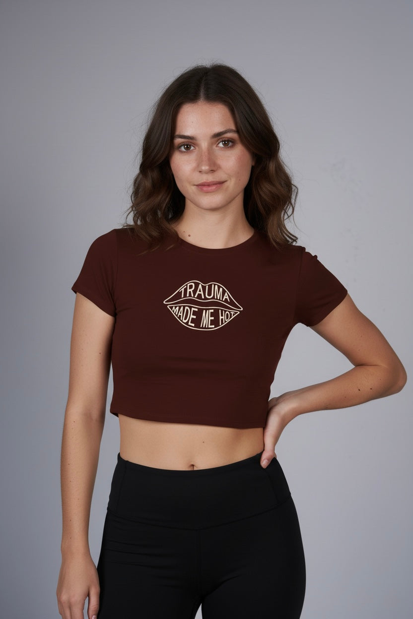 LYVN 'Trauma' Crop Top - Brown