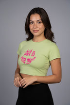 LYVN 'But Is She Me?' Crop Top - Green
