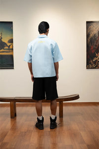 Kathnbenz Oversized Ice Blue Linen Shirt - Lovester