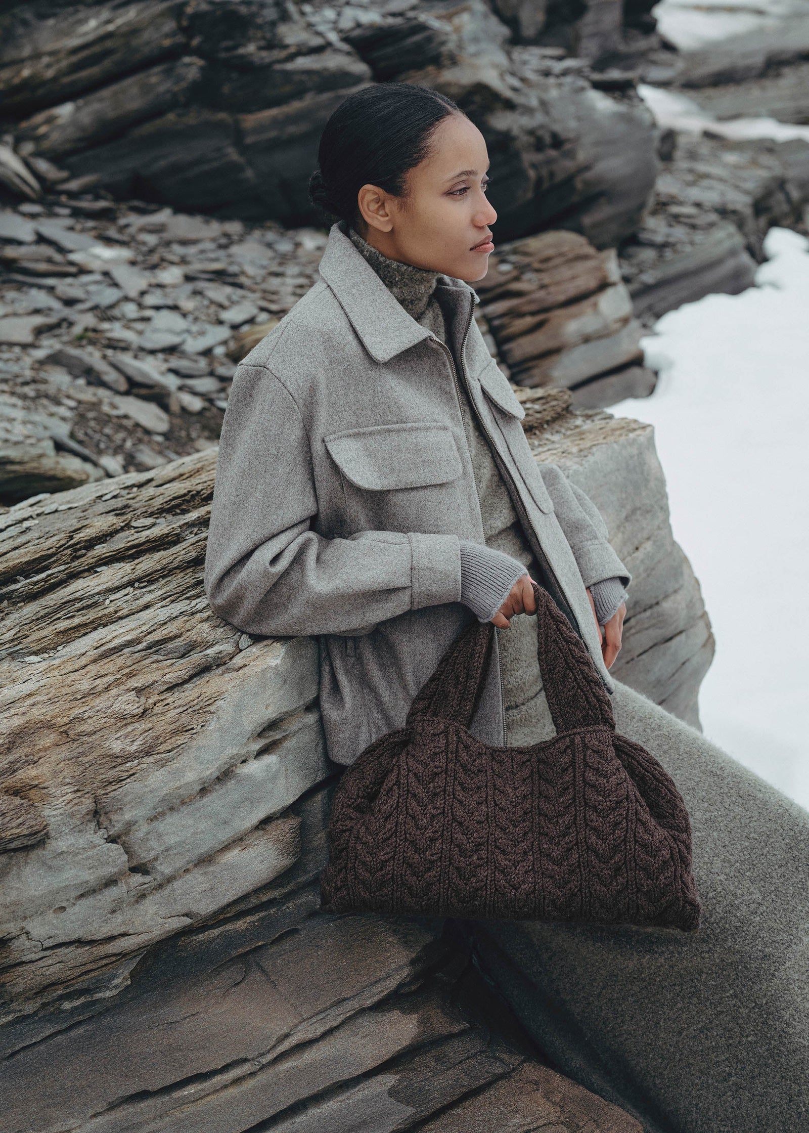 Polene Numero Neuf Large Merino Bag - Ebony