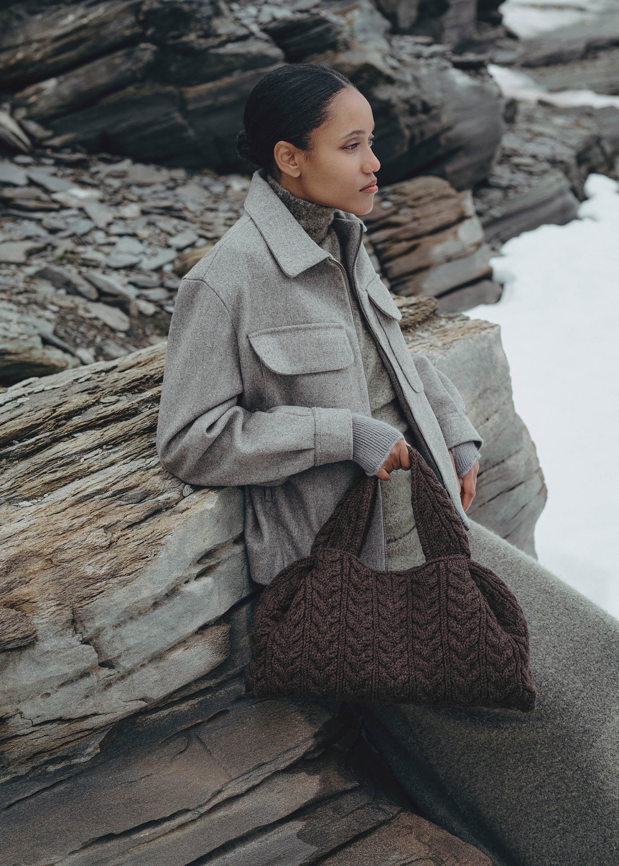 Polene Numero Neuf Large Merino Bag - Ebony