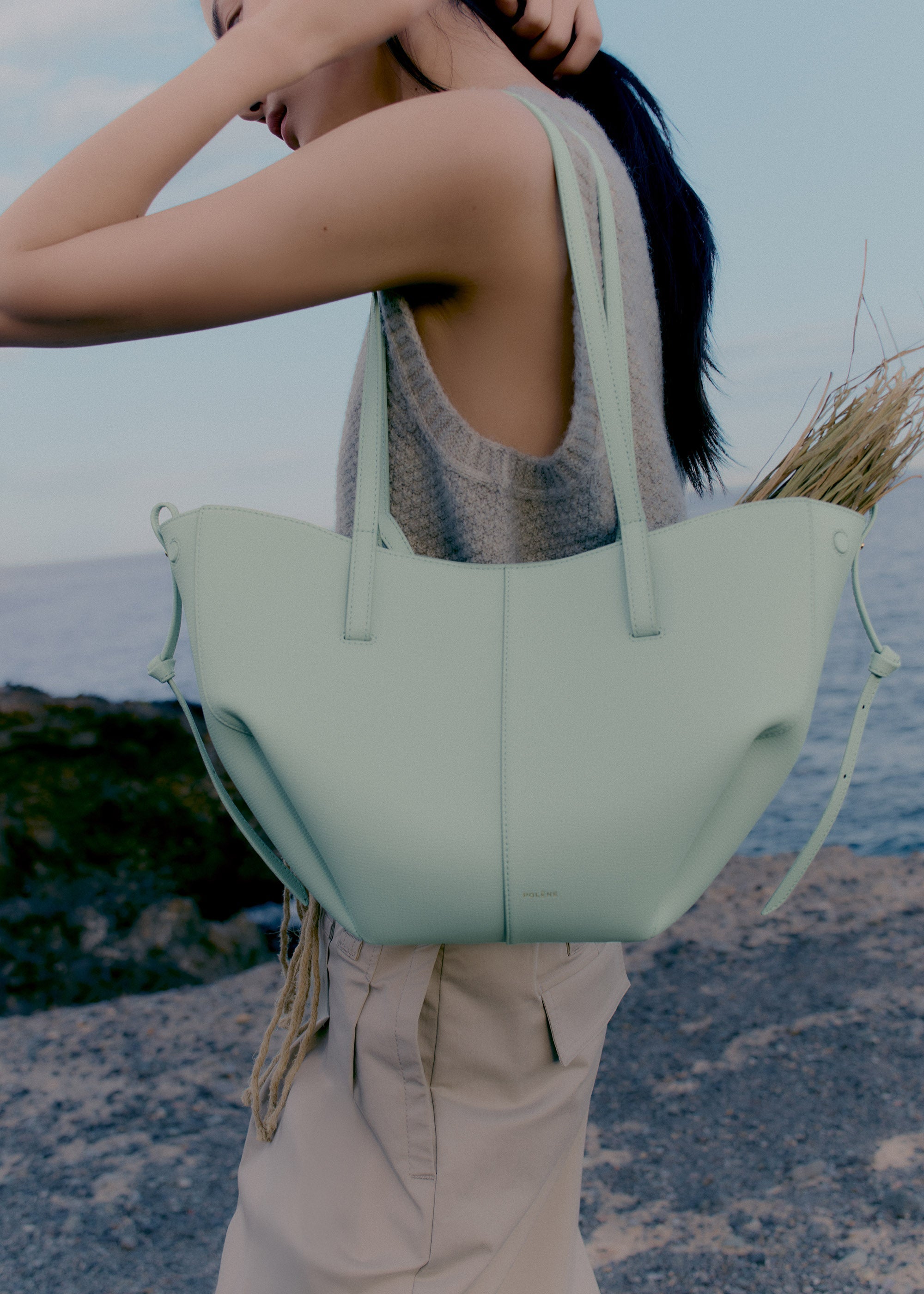 Polene Cyme Mini Edition Textured Bag - Sea Foam