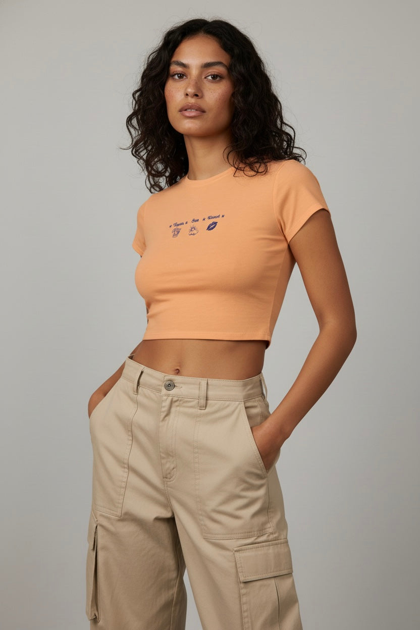 LYVN 'Sunkissed By Tequilla' Crop Top - Orange