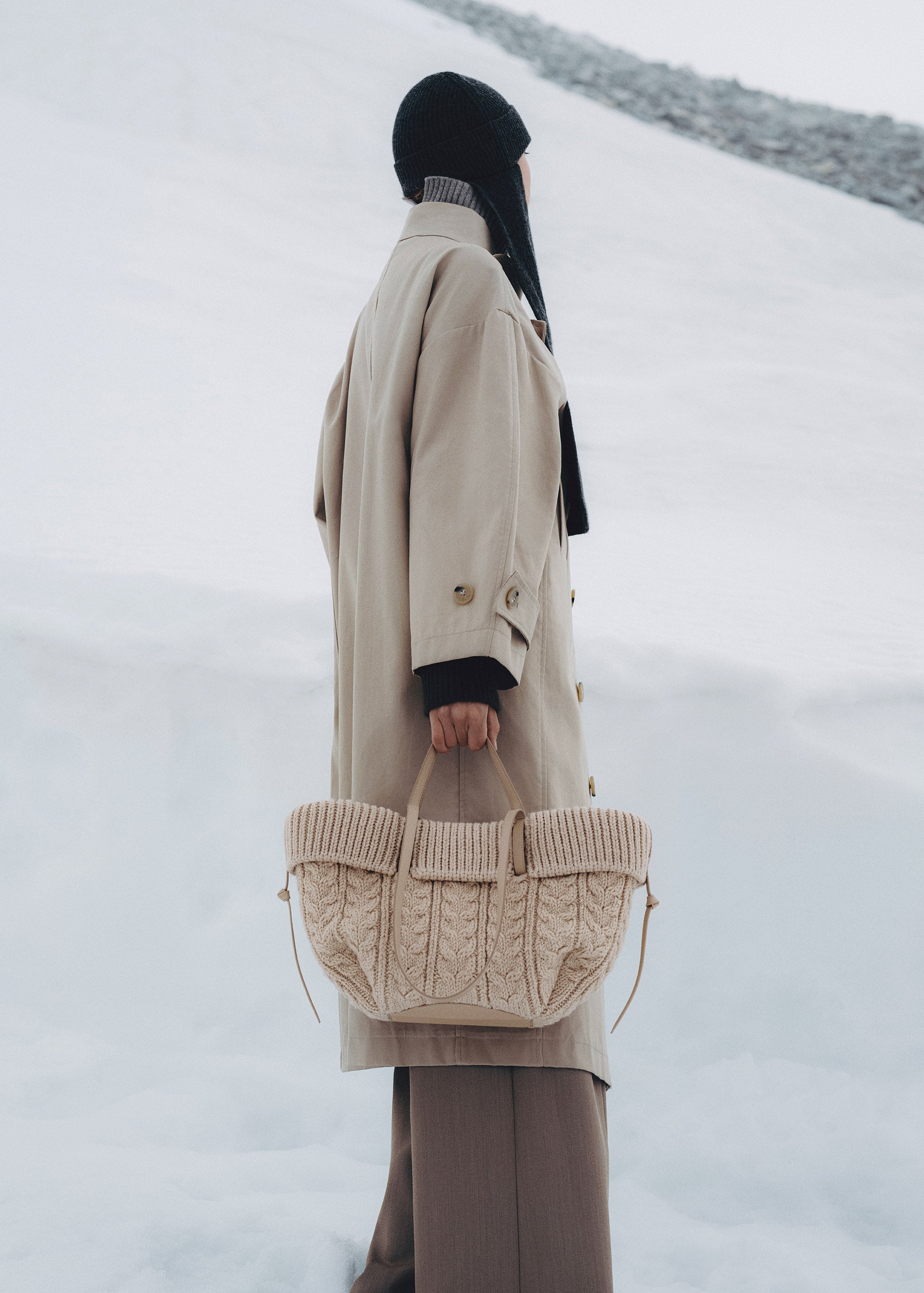 Polene Cyme Mini Edition Merino Bag - Ecru
