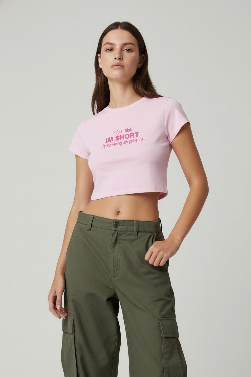 LYVN 'I Ain't Patient' Crop Top - Pink