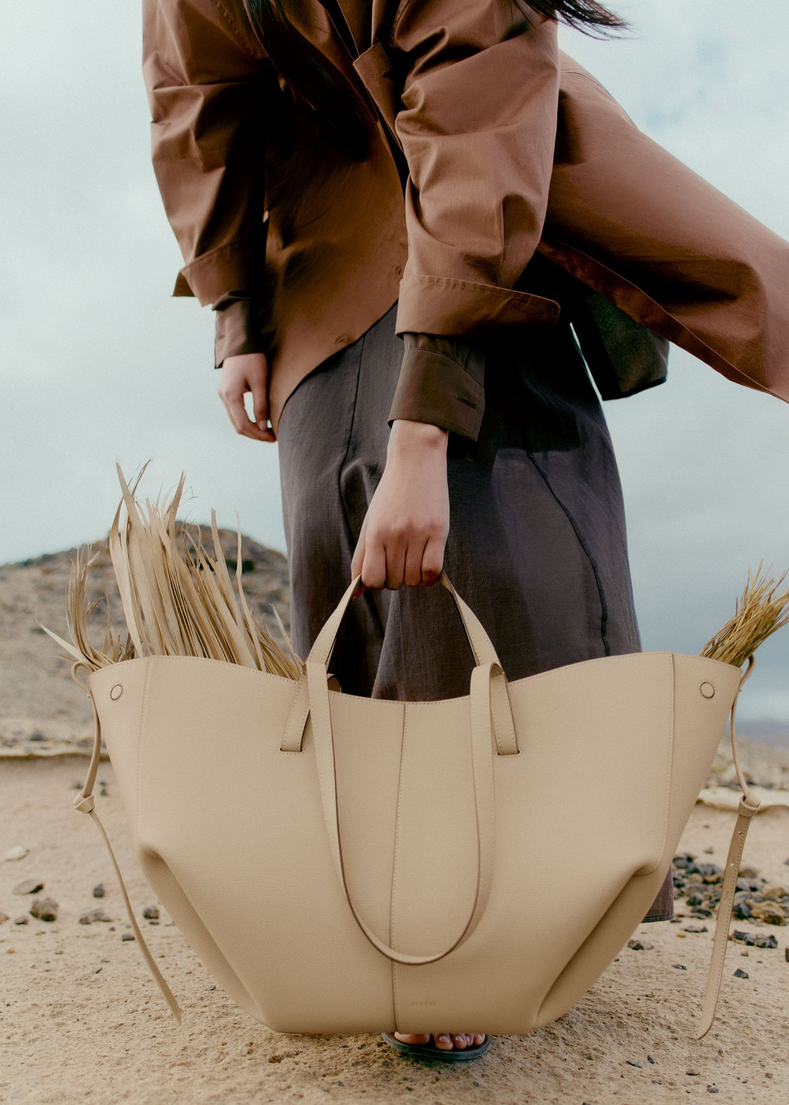 Polene Cyme Edition Textured Bag - Sand