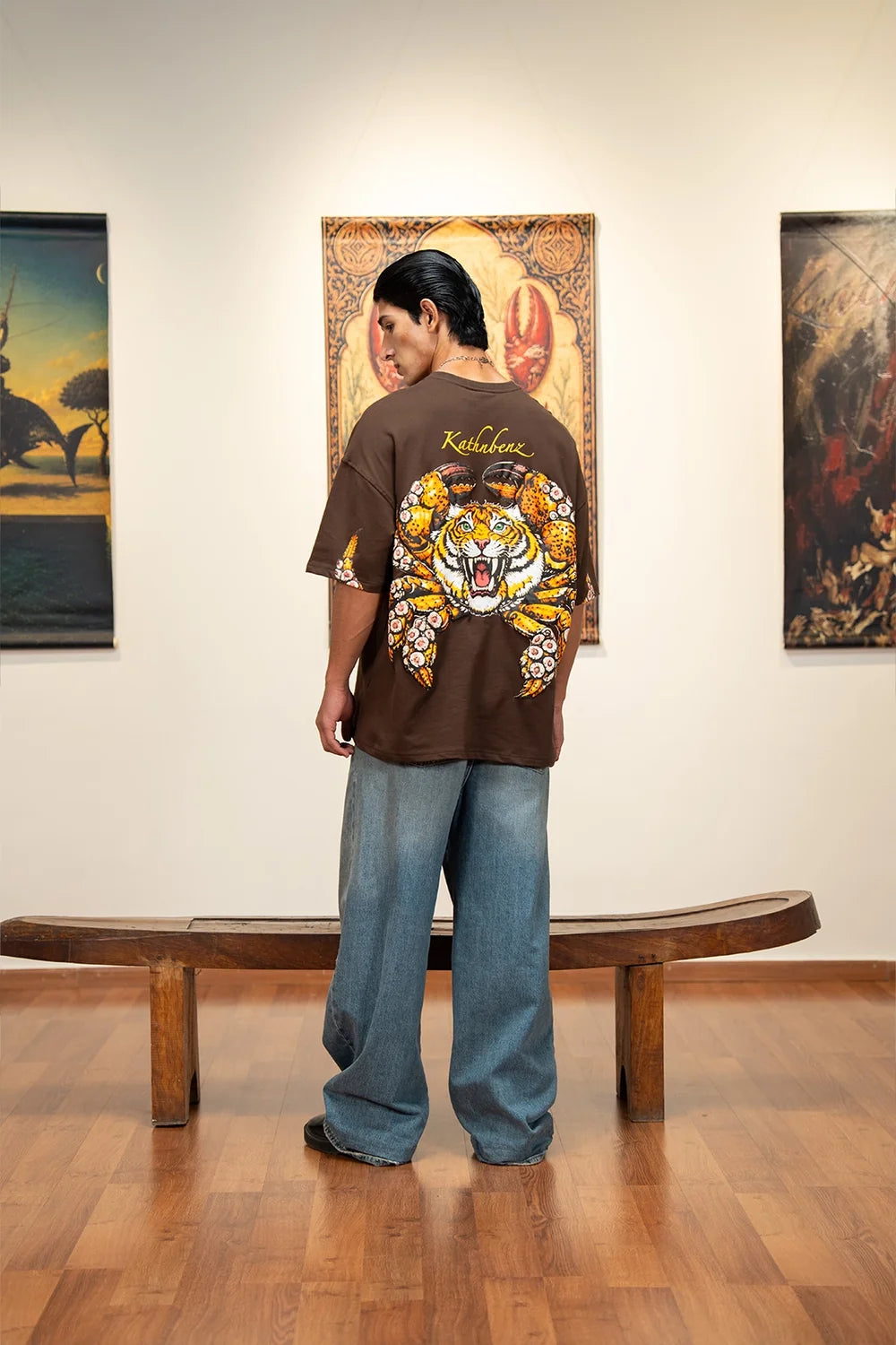 Kathnbenz Oversized Brown T-Shirt - Tiger Claw