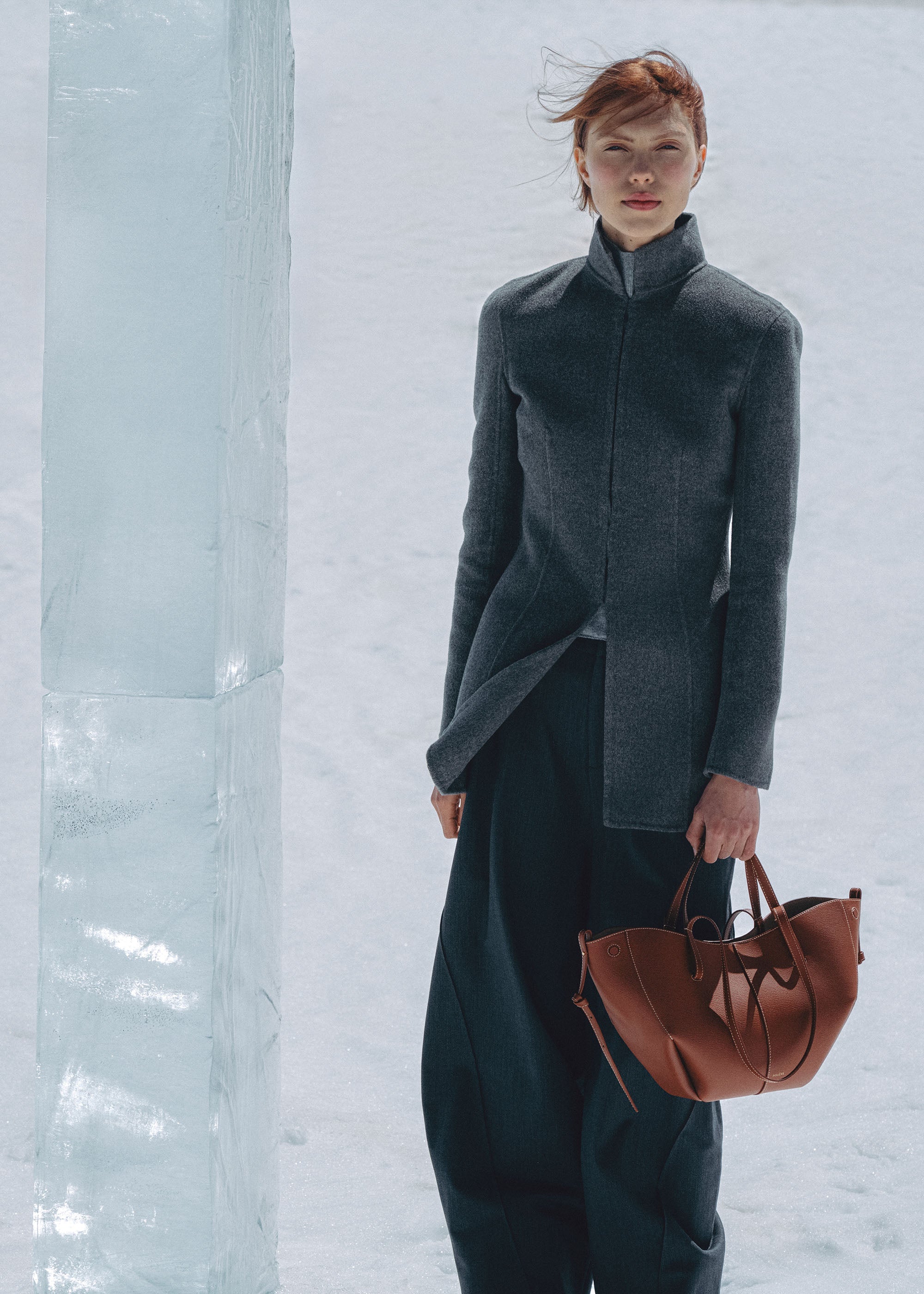 Polene Cyme Mini Edition Textured Bag - Cognac