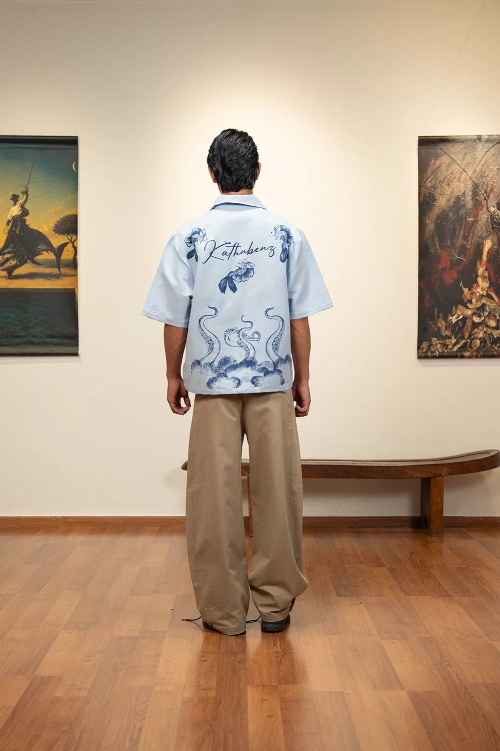 Kathnbenz Oversized Ice Blue Linen Shirt - Finhare