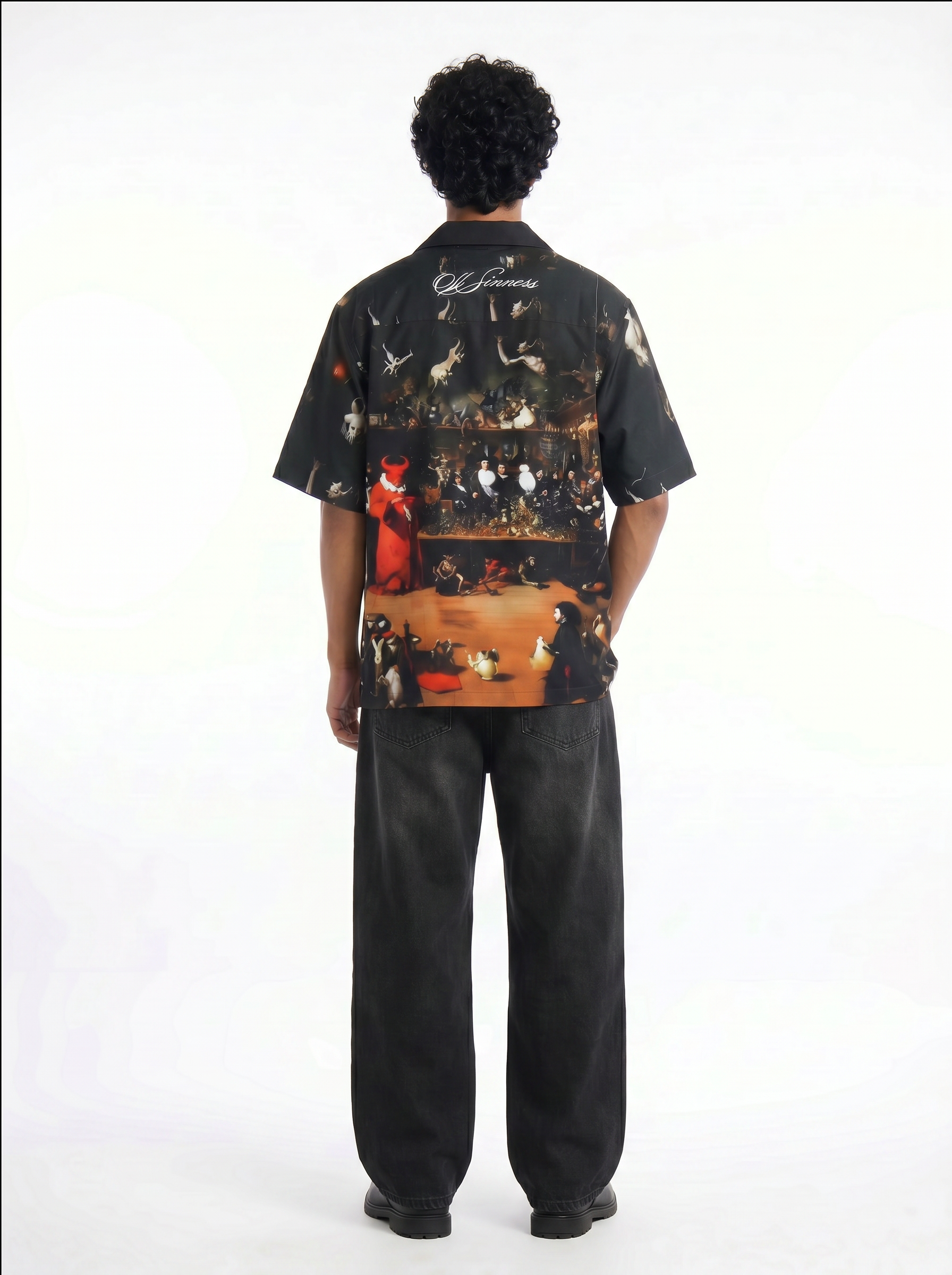 Off Sinners Oversized Black Shirt - Infernal Feast