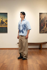 Kathnbenz Oversized Ice Blue Linen Shirt - Finhare