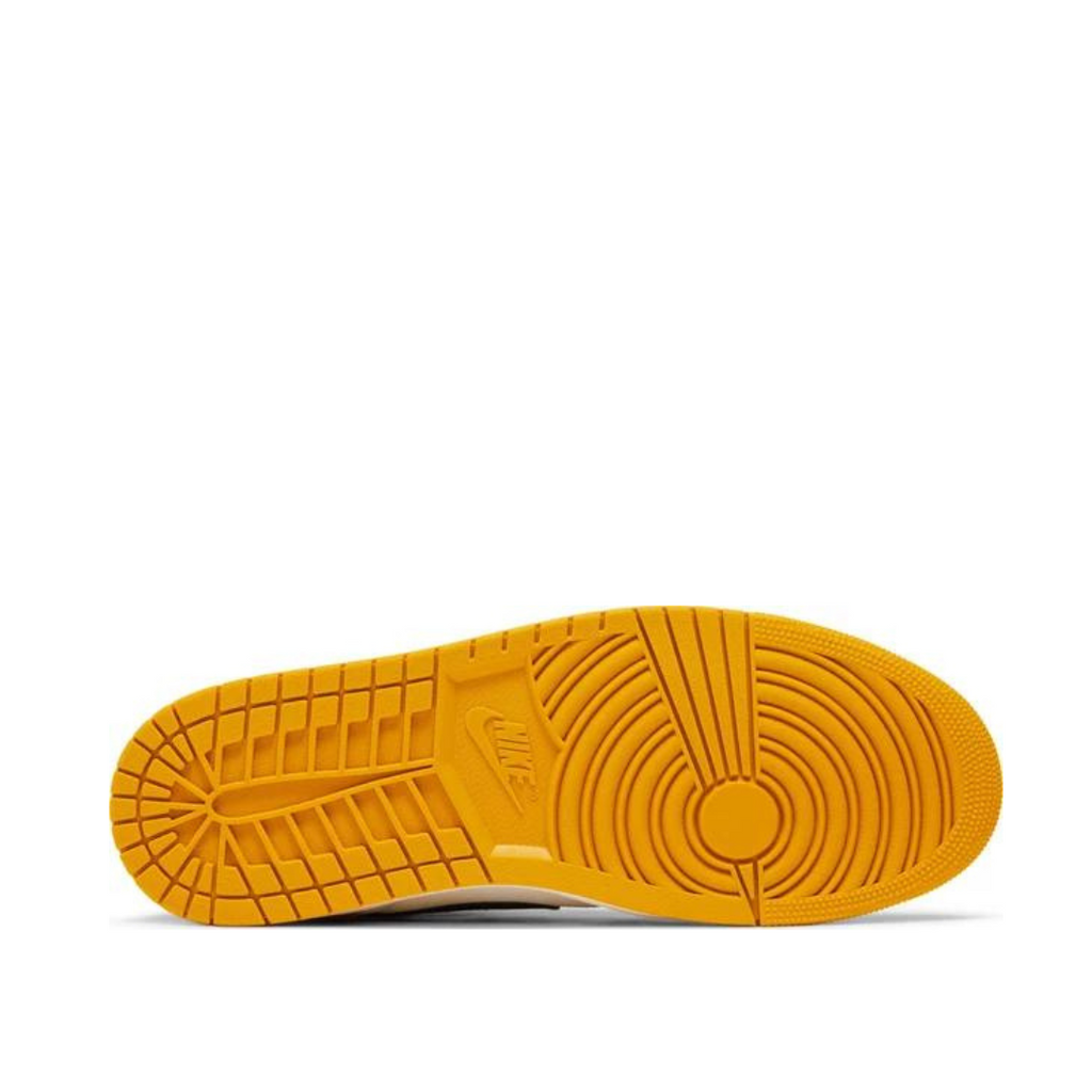 Bottom sole view of Air Jordan 1 Retro High OG Yellow Ochre