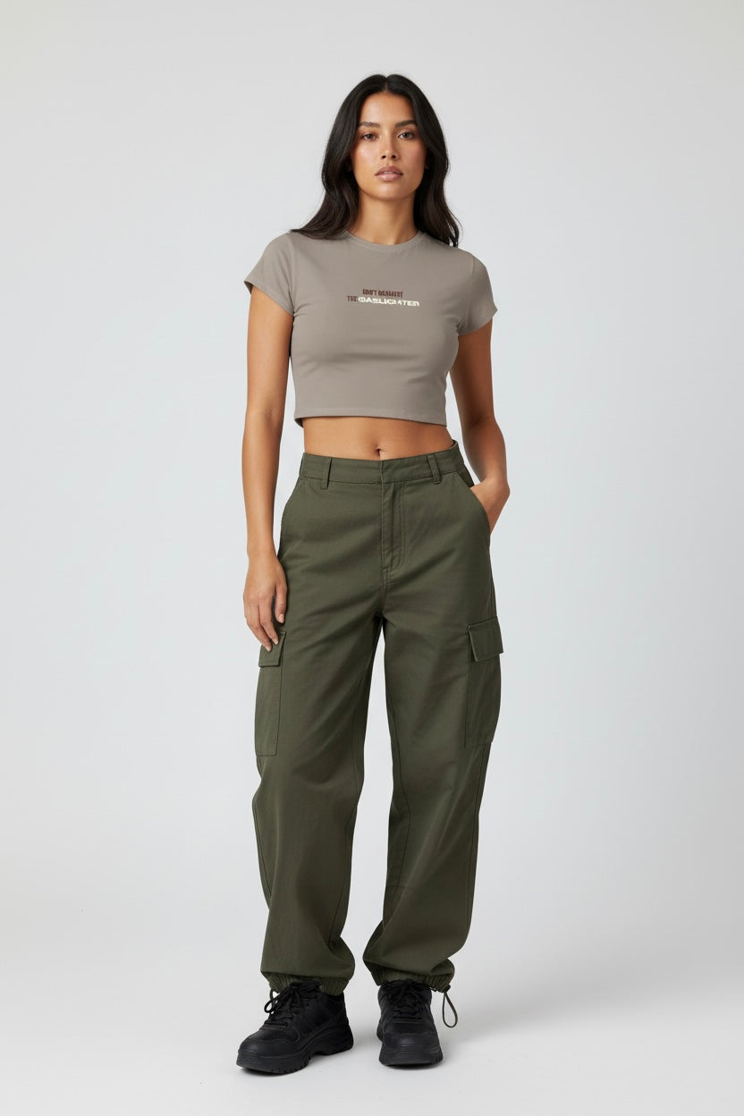 LYVN 'The Gaslighter' Crop Top - Light Brown