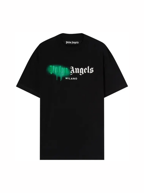 Palm Angels Milano Sprayed T-Shirt 'Black/Green' - reference
