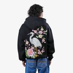 Khaaki Oversized Zipper Hoodie Black - Bloomed
