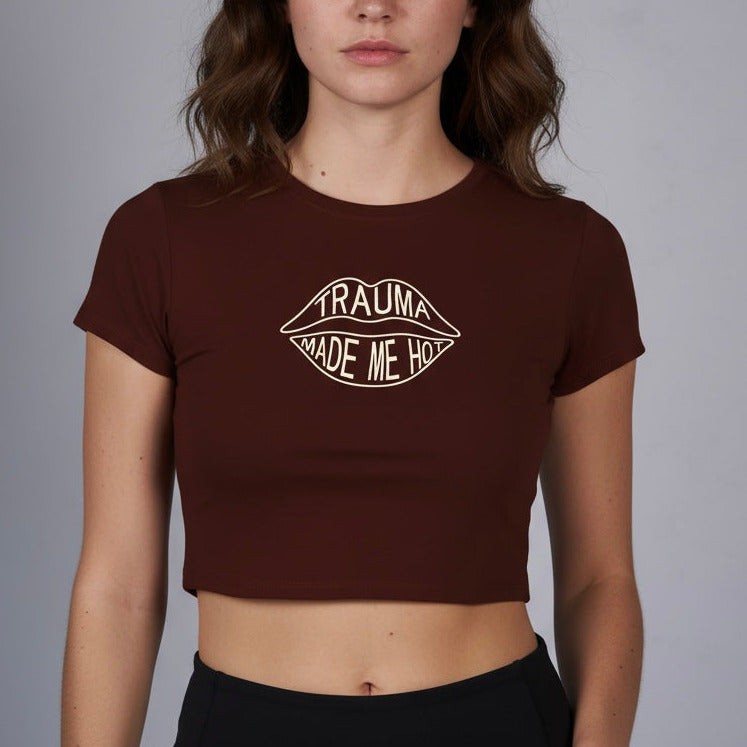 LYVN 'Trauma' Crop Top - Brown