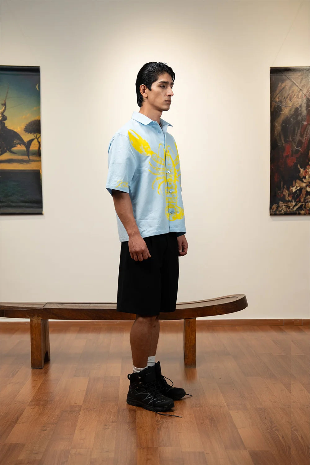 Kathnbenz Oversized Ice Blue Linen Shirt - Lovester