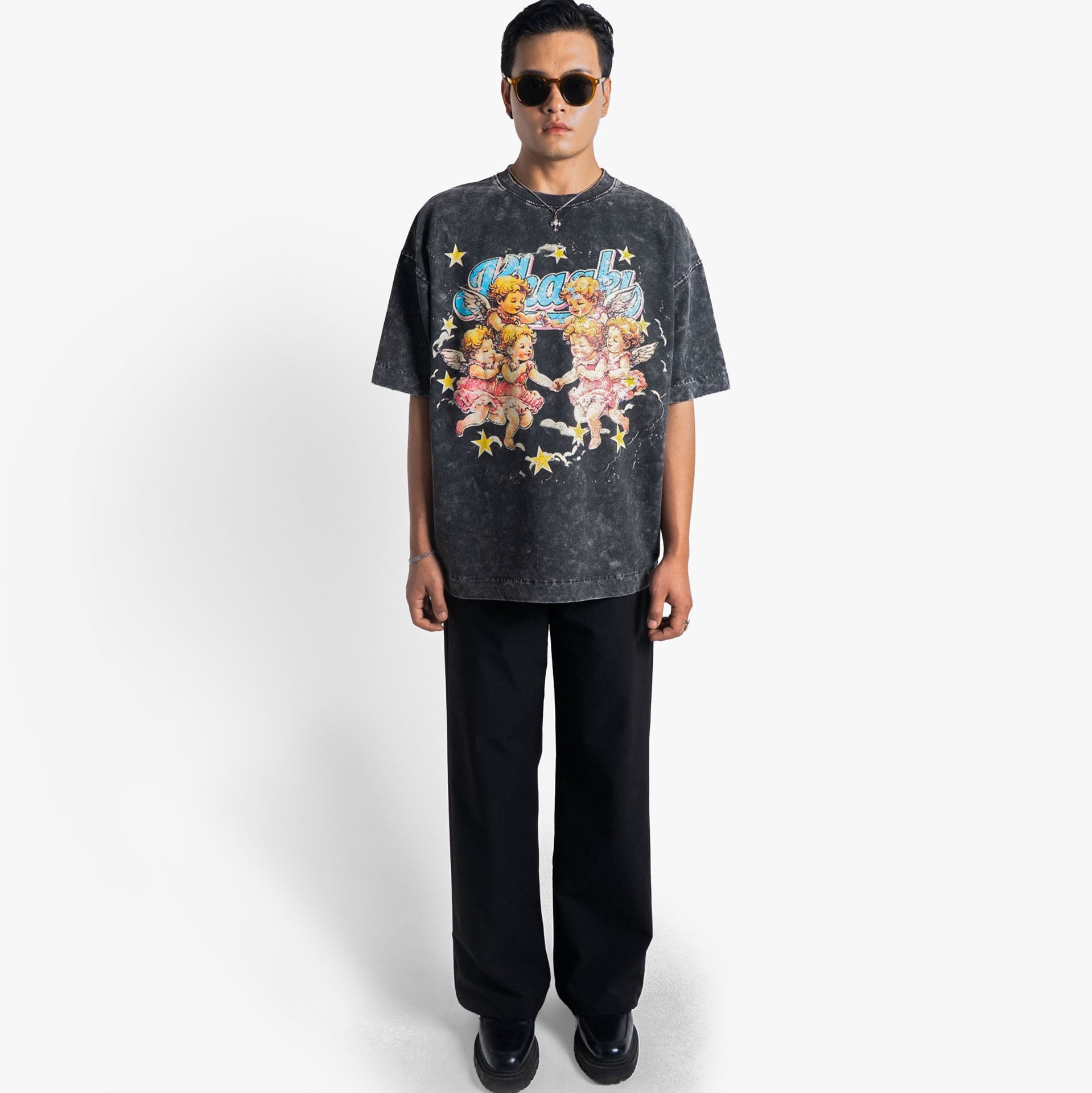 Khaaki Oversized Black Washed - Angels