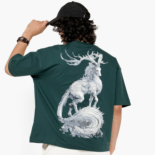 Khaaki Oversized T Shirt - Mythical Stag