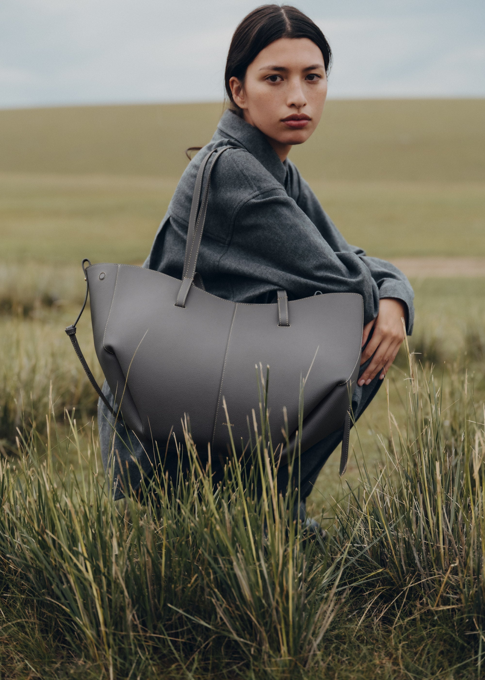 Polene Cyme Edition Textured Bag - Stone