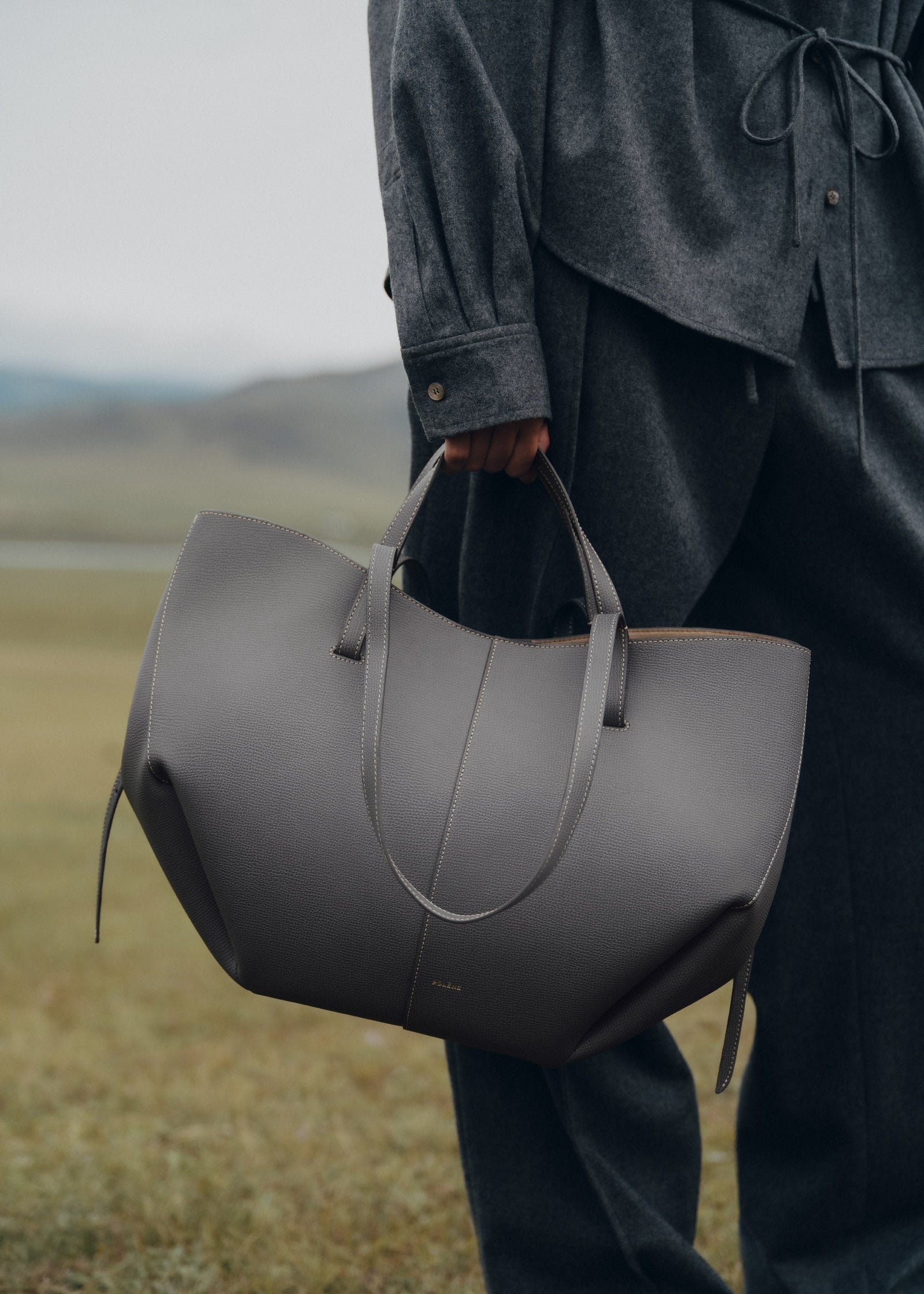 Polene Cyme Edition Textured Bag - Stone