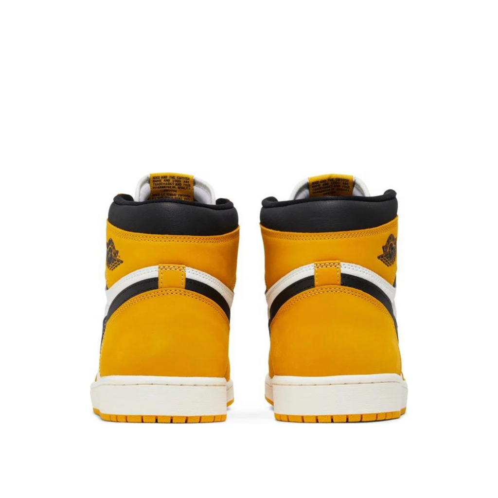 Back heel view of Air Jordan 1 Retro High OG Yellow Ochre