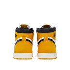 Back heel view of Air Jordan 1 Retro High OG Yellow Ochre