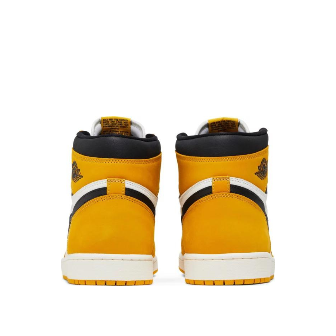 Back heel view of Air Jordan 1 Retro High OG Yellow Ochre