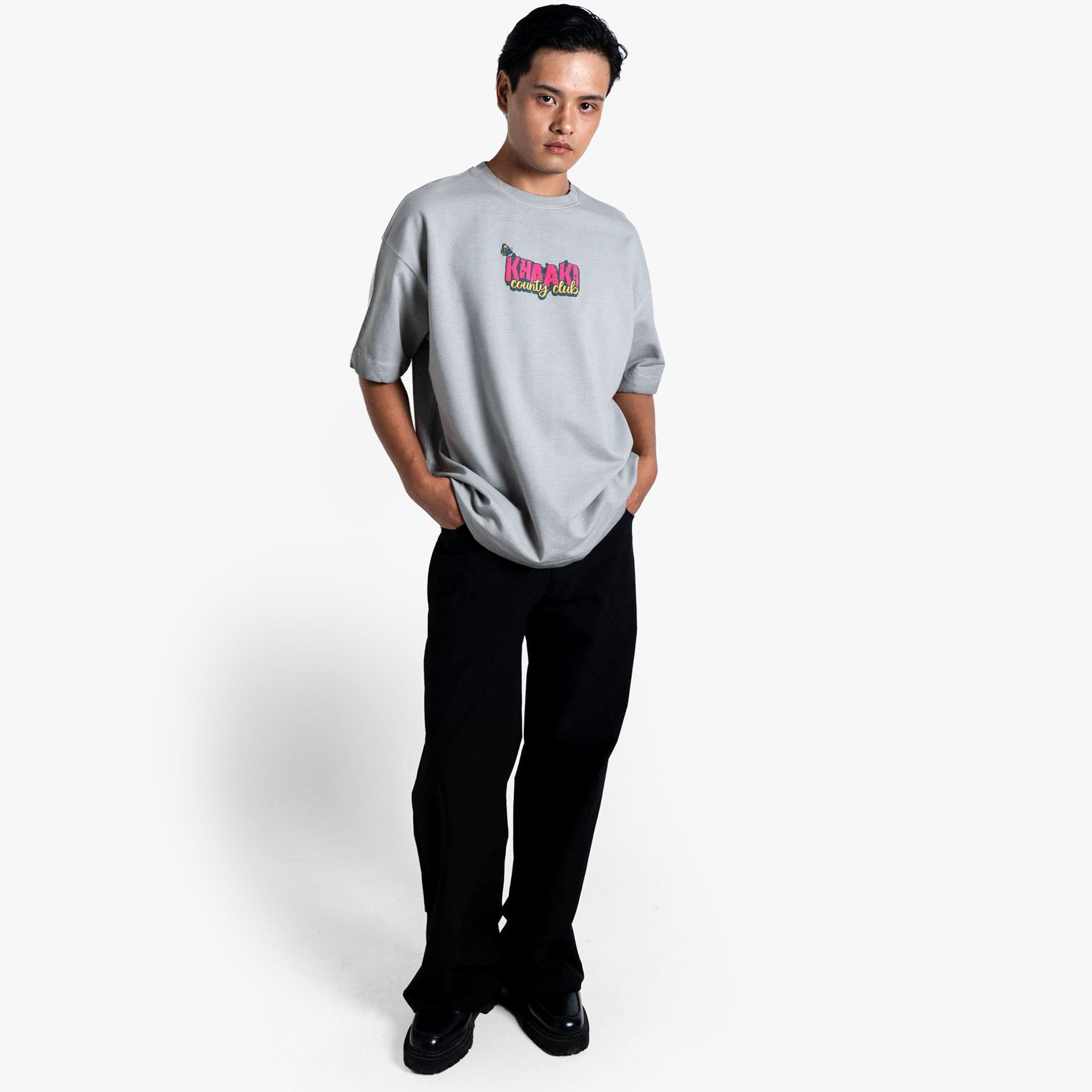 Khaaki Oversized Grey Pigment Washed- It's Quite Alright