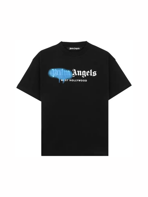 Palm Angels West Hollywood Sprayed Tee 'Black/Blue' - reference