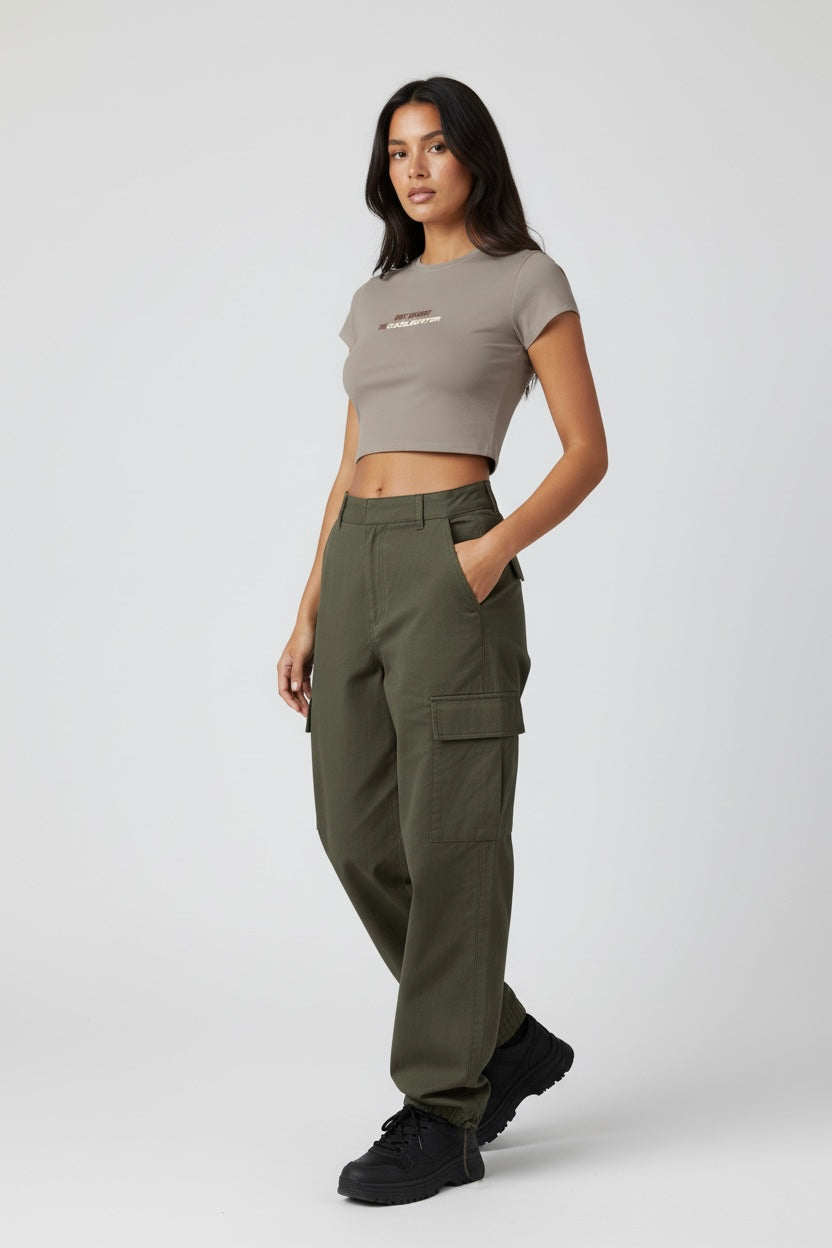 LYVN 'The Gaslighter' Crop Top - Light Brown