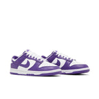 angled bottom view of Nike Dunk Low 'Championship Purple'