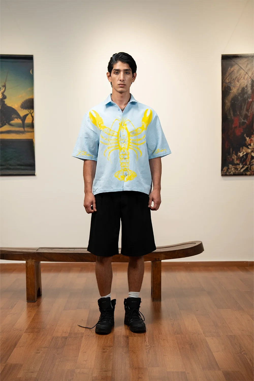 Kathnbenz Oversized Ice Blue Linen Shirt - Lovester