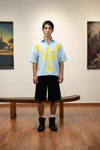 Kathnbenz Oversized Ice Blue Linen Shirt - Lovester