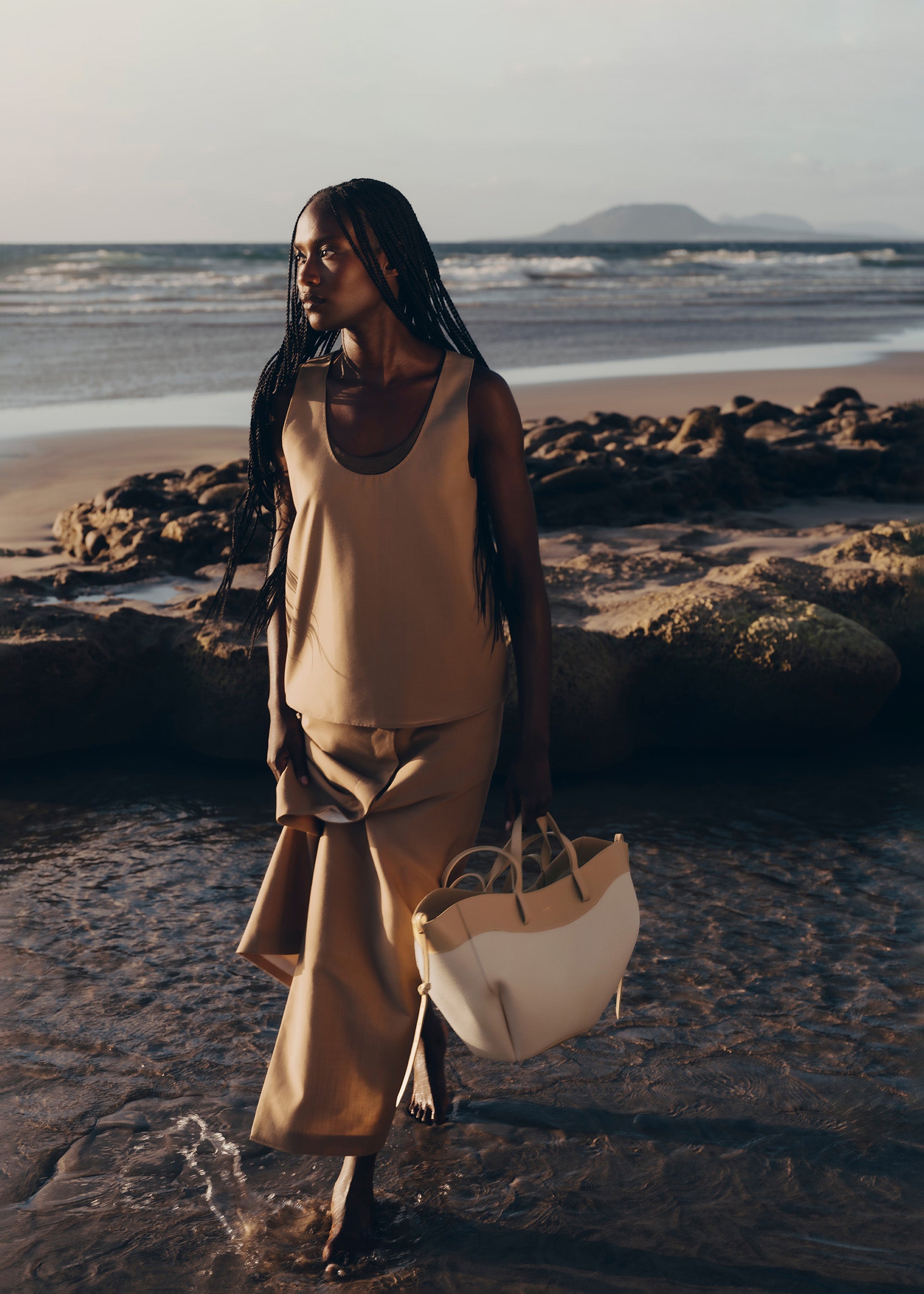 Polene Cyme Edition Canvas Bag - Beige