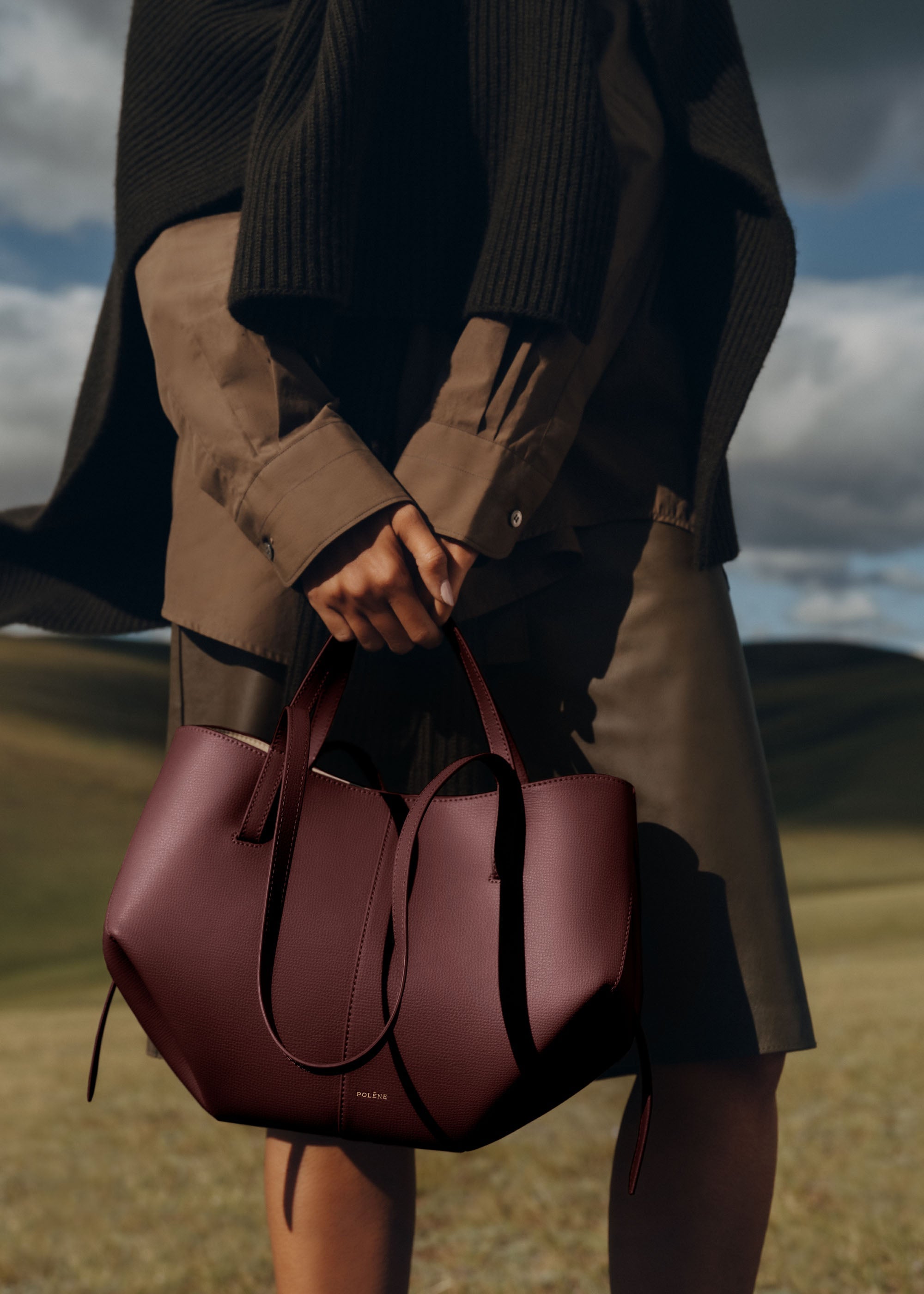 Polene Cyme Mini Edition Textured Bag - Black Cherry