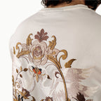 Khaaki Oversized T-shirt Off White Embroidered - The Swan Opera