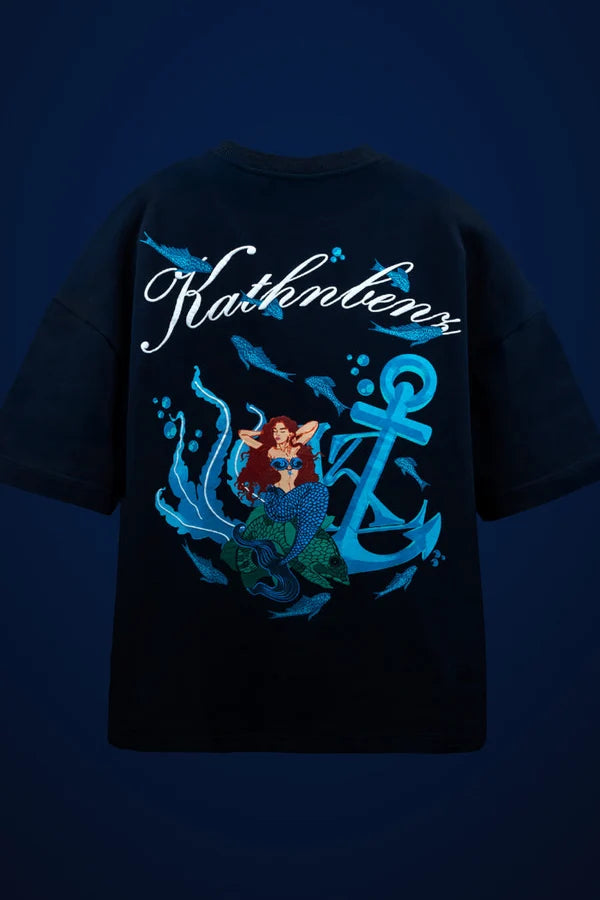 Kathnbenz Oversized Navy Blue T-Shirt - The Oath's Waves
