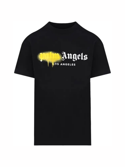 Palm Angels LA Sprayed Logo Tee 'Black/Yellow'