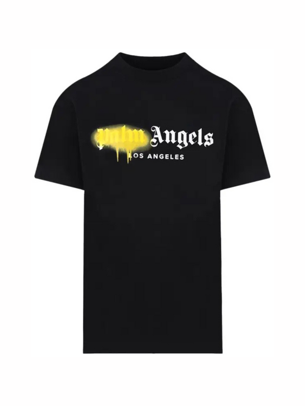 Palm Angels LA Sprayed Logo Tee 'Black/Yellow' - reference