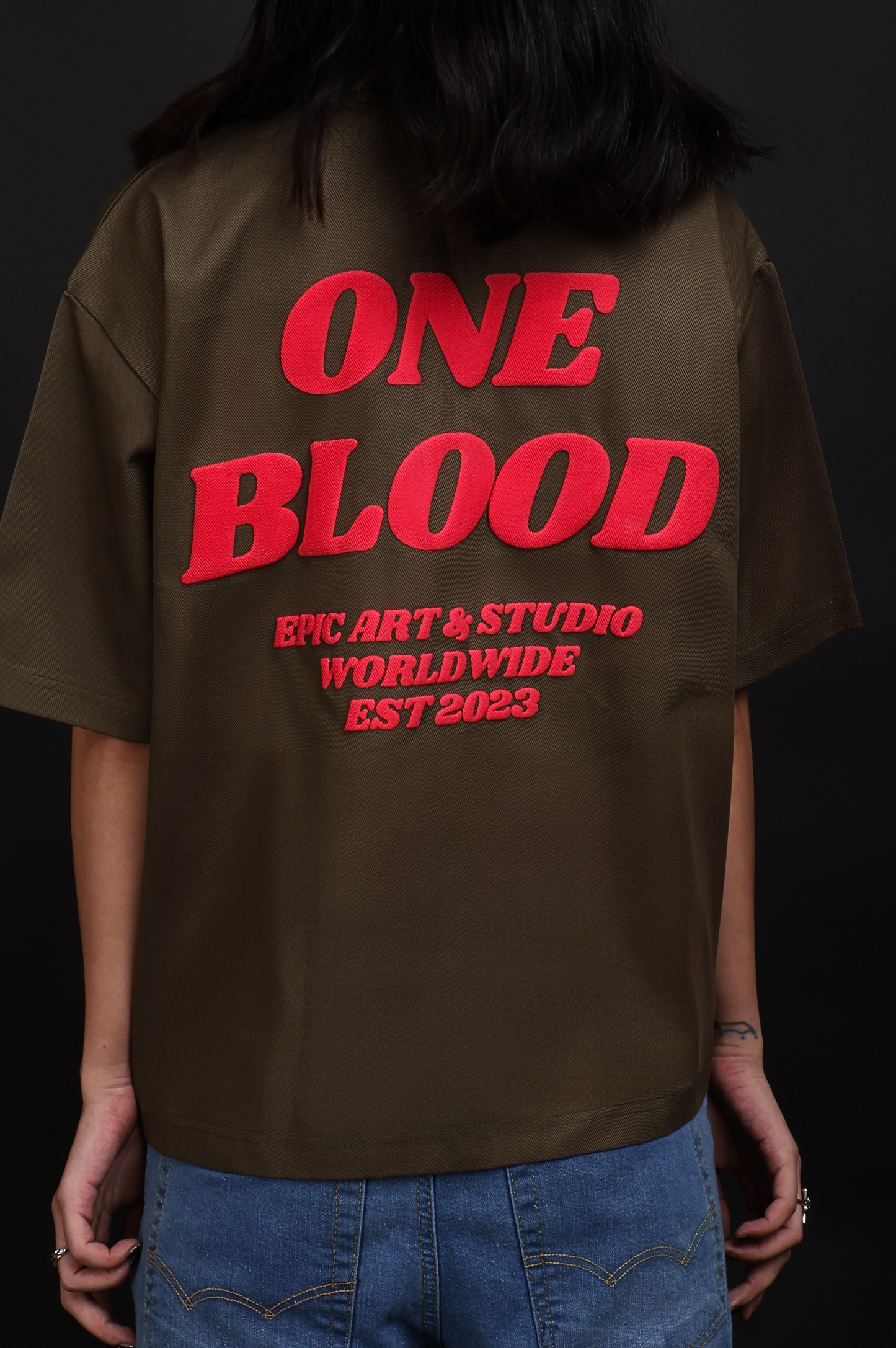 EPIC Oversize Olive Polo T-shirt 'One Blood'