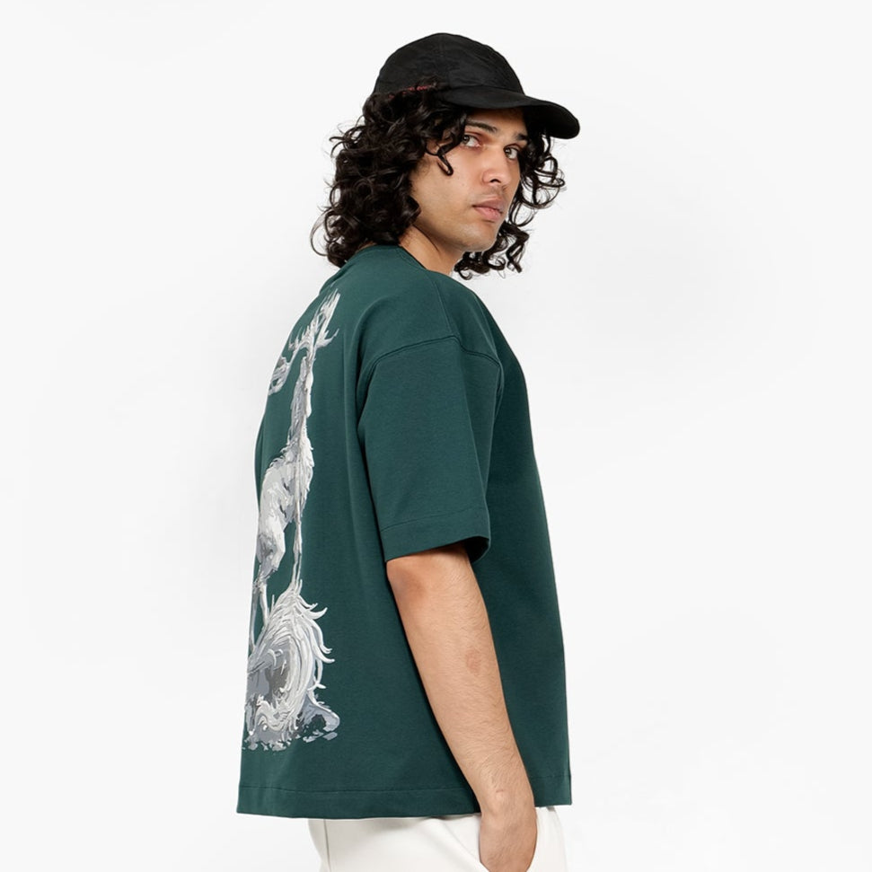 Khaaki Oversized T Shirt - Mythical Stag