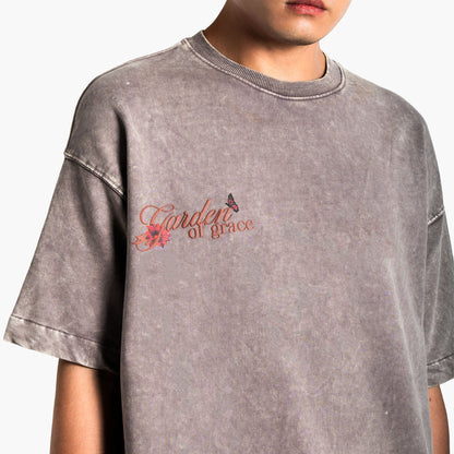 Khaaki Oversized T-shirt Beige Washed - Graceful Might