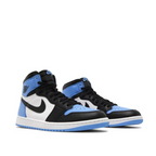 Angled view of Air Jordan 1 High OG UNC Toe 