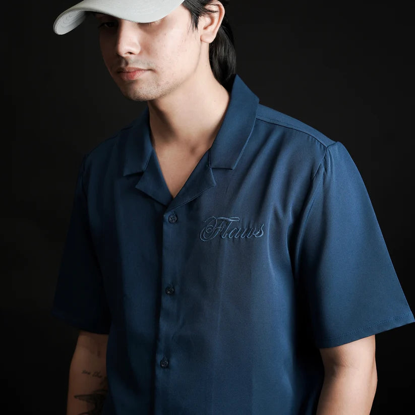 Flaws Aqua Blue Bowling Oversize Shirt